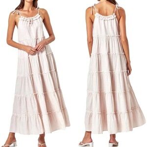 Charlie Holiday / Anthropologie Señorita Maxi Dress in Beige Gingham print